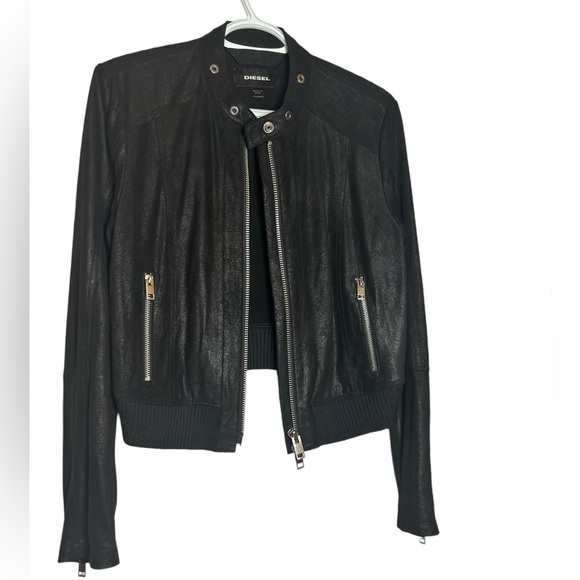Diesel Jackets & Blazers - DIESEL Woman’s jacket- Goat Leather - Single Rider Black Size Small